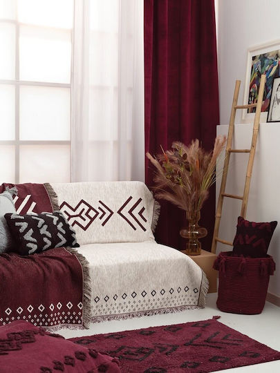 Palamaiki Biston Three-Seater Sofa Throw 2 Sides Chenille 180x300cm Ivory