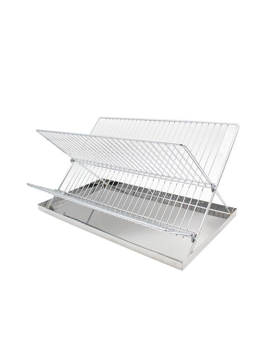Dish Drainer Foldable from Stainless Steel in Silver Color 50x32x22cm