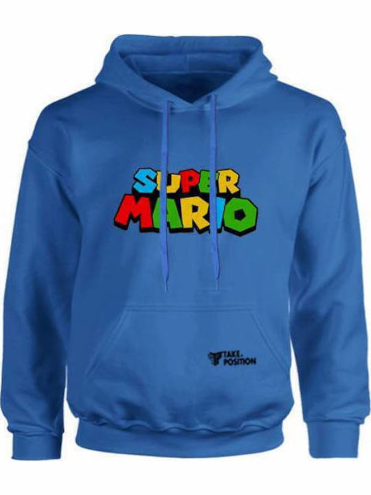 Kinder-Sweatshirt mit Kapuze und Taschen Blau Classic Super Mario