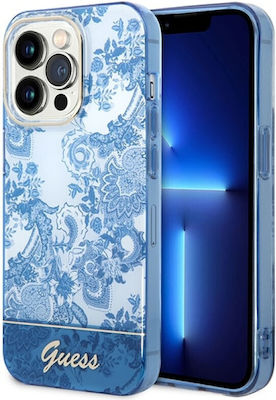 Guess Porcelain Collection Umschlag Rückseite Kunststoff Electro Cam TDJ / Blue (iPhone 14 Pro) GUHCP14LHGPLHB