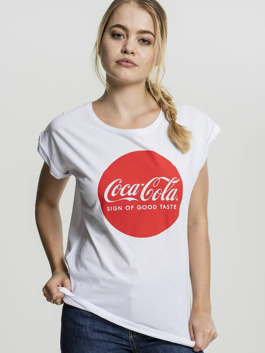 Merchcode Coca Cola Round Logo T-shirt White Cotton MC067-00220