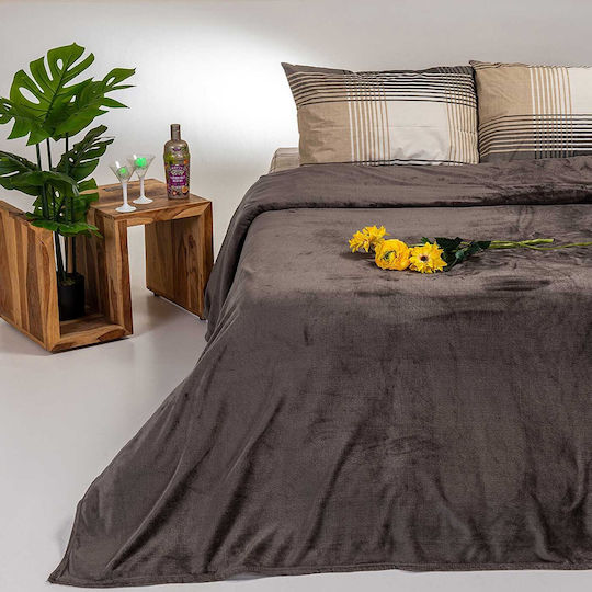 Melinen Tokyo Decke Fleece Übergröße 220x240cm Braun Grau