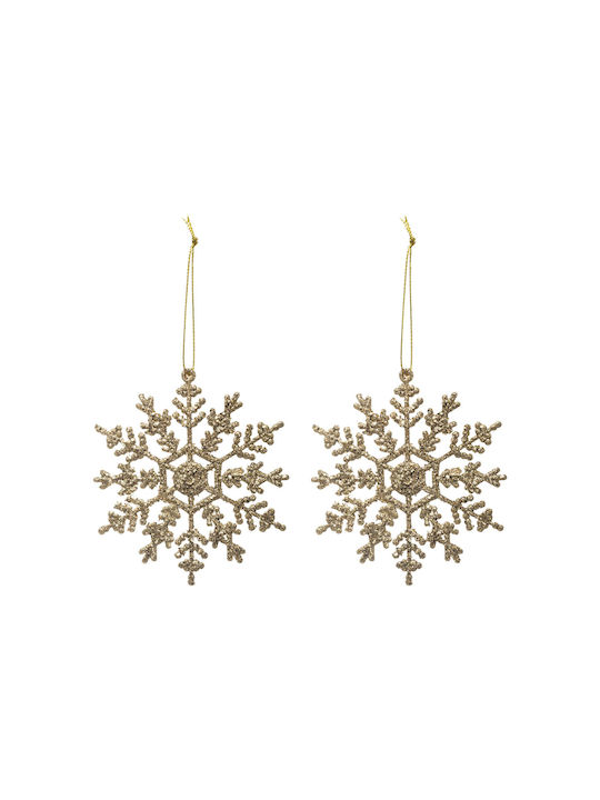 Glitter Snowflake Σετ Στολίδια Χιονονιφάδες Χρυσές 2τμχ