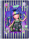 Santoro Folder with Rubber Band and Ears for Paper A4 Purple Up and Away