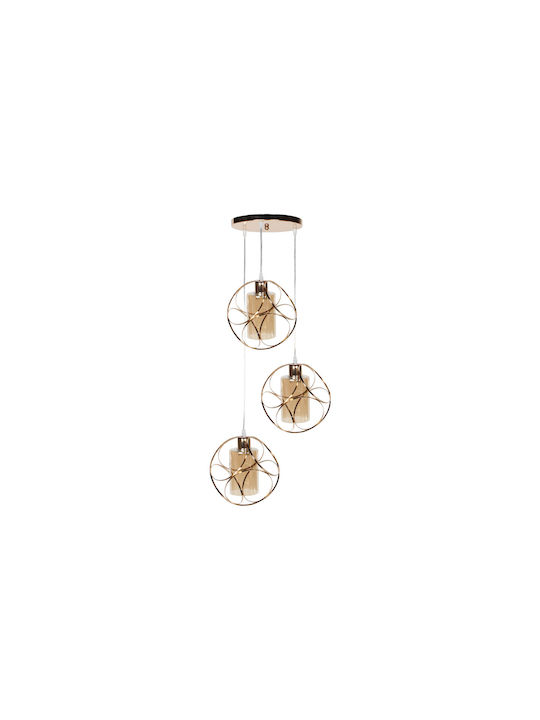 Keskor Pendant Light Three-Light Grid for Socket E27 Gold