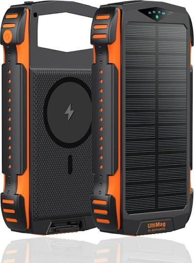 4Smarts Rugged Titanpack Ultimag Ηλιακό MagSafe Power Bank 20000mAh 15W με Θύρα USB-A και Θύρα USB-C Power Delivery / Quick Charge 3.0 Black/Orange