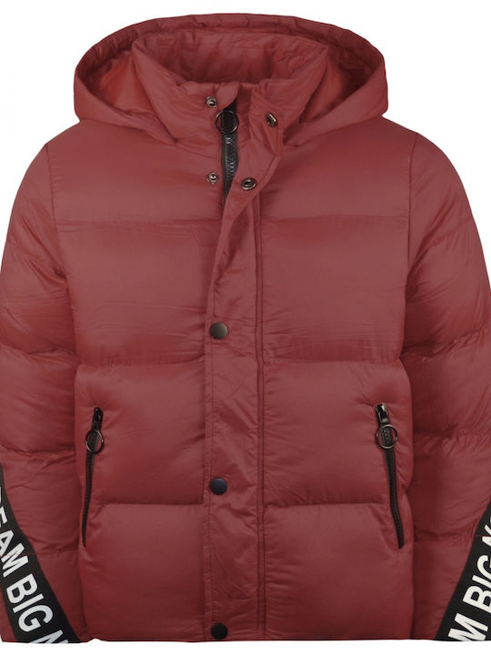 Kinder Steppjacke Kurz mit Futter & Kapuze Burgundisch