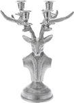 Iliadis Christmas Metallic Silver Candlestick 40x27cm