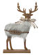 Christmas Wooden Figure Deer White Height 21.5cm A-S Fur Reindeer