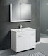 Mabo Apia Waschtisch mit Waschbecken & Spiegel Mattlack L90xB45xH87cm Weiß