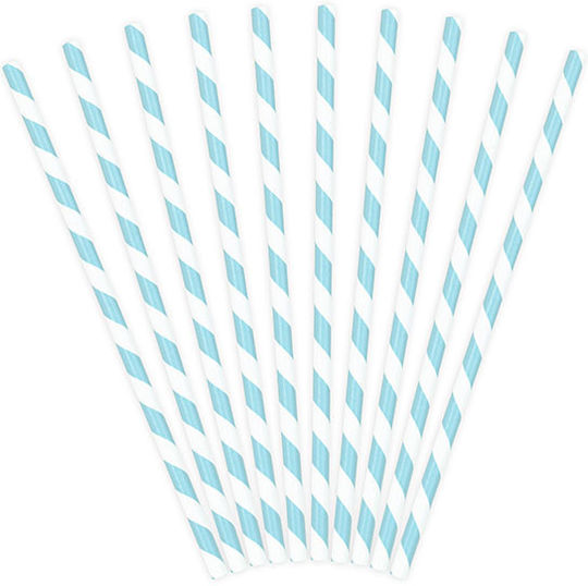 PartyDeco Καλαμάκια Χάρτινα Μπλε 10τμχ