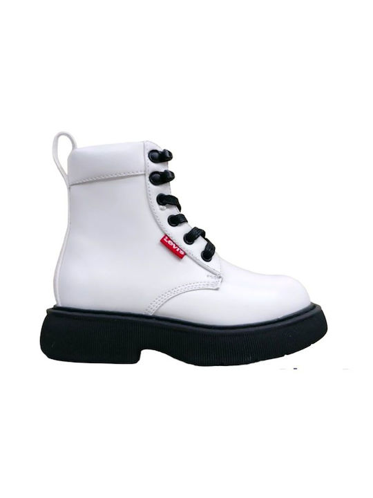 Levi's Kids Military Boots with Zipper White