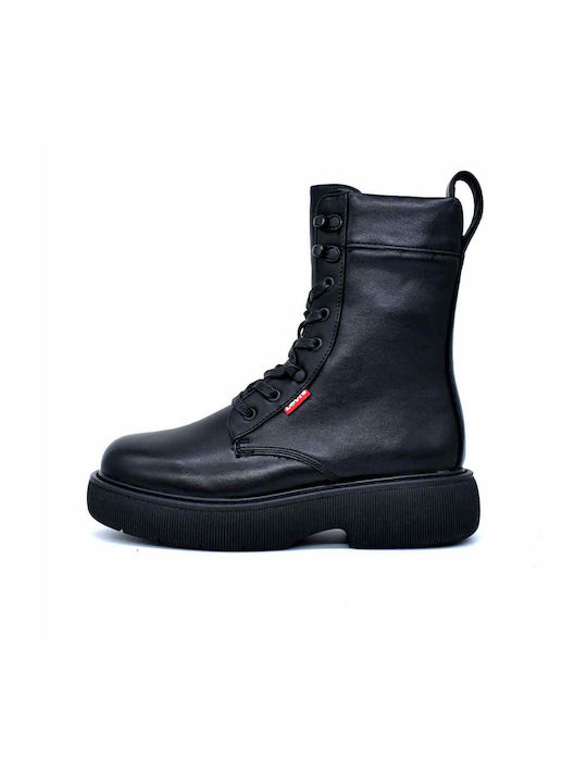 Levi's Joss Kids Military Boots with Zipper Black