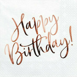 Happy Birthday Χαρτοπετσέτες Ροζ Χρυσό 20τμχ Happy Birthday Χαρτοπετσέτες Ροζ Χρυσό 20τμχ