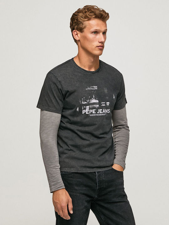 Pepe Jeans T-shirt Bărbătesc cu Mânecă Scurtă Negru
