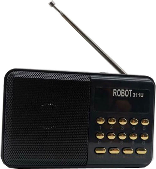 RBT-311U Φορητό Ραδιόφωνο Επαναφορτιζόμενο με USB Μαύρο
