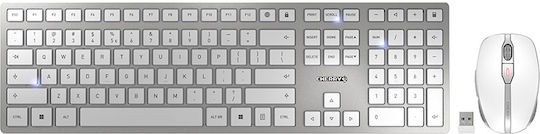 Cherry DW 9100 Ασύρματο Bluetooth Σετ Πληκτρολόγιο & Ποντίκι Αγγλικό US White/Silver