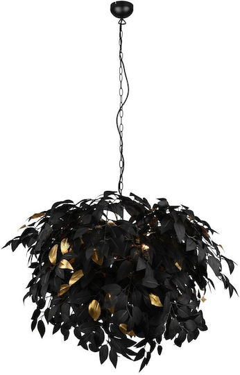 Trio Lighting Leavy Ρυθμιζόμενο Κρεμαστό Φωτιστικό Μαύρο για 4 Λαμπτήρες E14 70x150εκ.