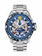 Patrouille De France Athos 8 Herrenuhr 44mm Automatisch mit Silber Metallarmband