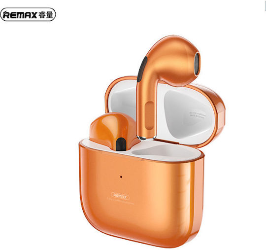 Remax TWS-10i Earbud Bluetooth Handsfree Ακουστικά με Αντοχή στον Ιδρώτα και Θήκη Φόρτισης Πορτοκαλί
