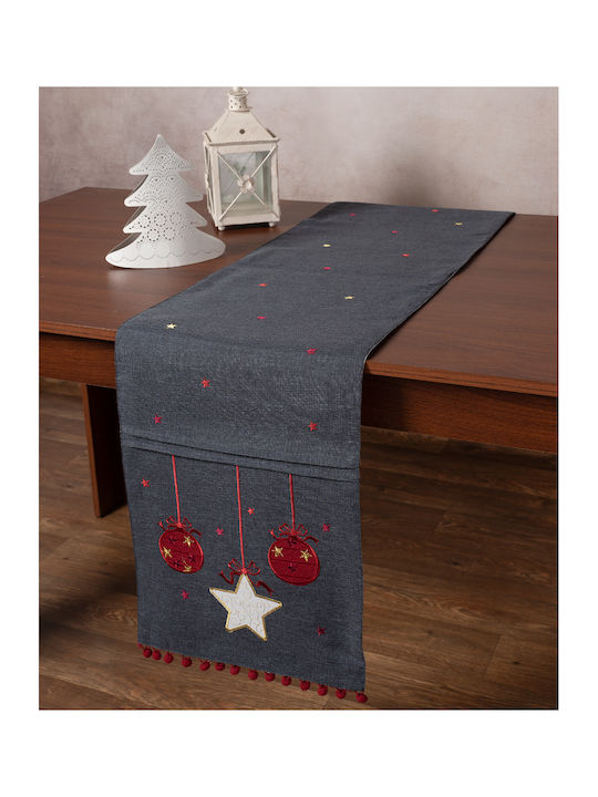 Silk Fashion Christmas Tablecloth Runner Fabric Gray L175xW35cm.