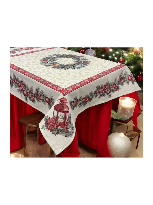 Linea Home Xmas Light Tablecloth with Flowers & Branches