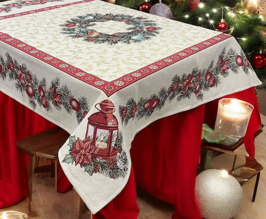 Linea Home Xmas Light Weihnachtlich Tischtuch Stoff Beige L140xB140cm.
