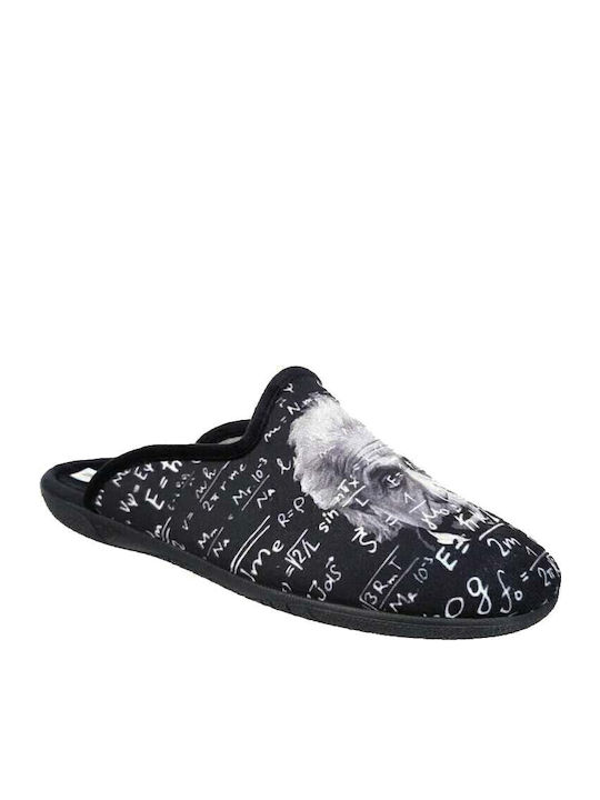 Adam's Shoes Einstein Χειμερινές Ανδρικές Παντόφλες Μαύρες