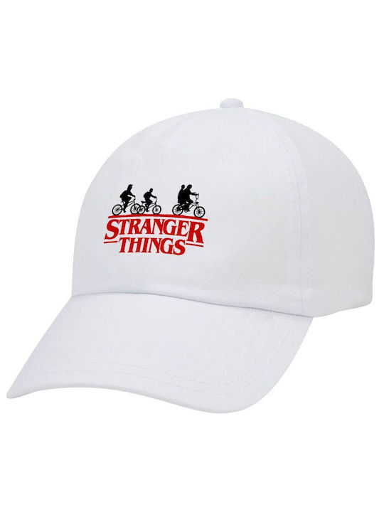 Stranger Things rot, Erwachsene Baseballkappe Weiß 5-Panel (POLYESTER, ERWACHSENE, UNISEX, EINHEITSGRÖßE)