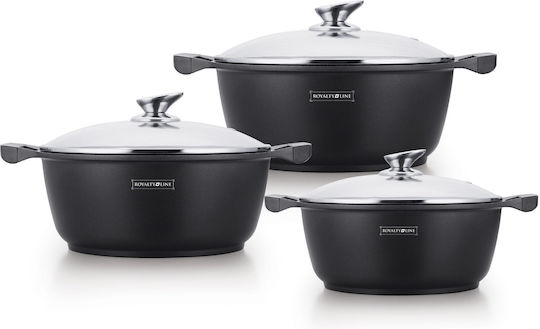 Royalty Line Royalty Line Topf- und Pfannen Set aus Aluminium Schwarz mit Antihaftbeschichtung 3-teilig