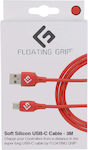 Floating Grip USB 2.0 Cable USB-C male - USB-A male Red 3m (239JN7)