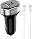 Earldom ES-CC14 Auto-Ladegerät mit Anschlüssen: 1xUSB 1xType-C mit Kabel Typ-C,TC-TC Schwarz Farbe