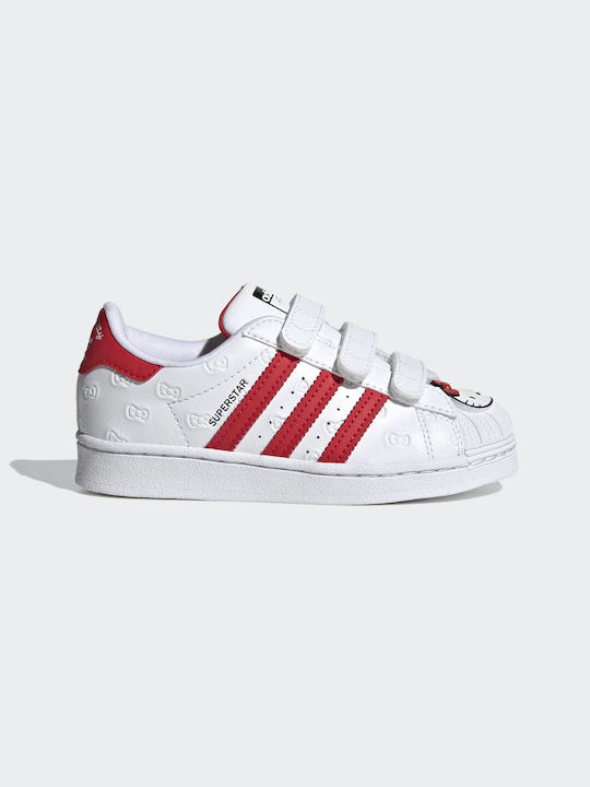 Adidas Παιδικά Sneakers Superstar με Σκρατς για Κορίτσι Cloud White / Vivid Red / Core Black