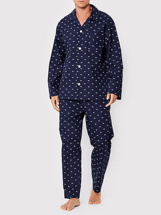 Ralph Lauren Men's Winter Cotton Pajamas Set Navy Blue