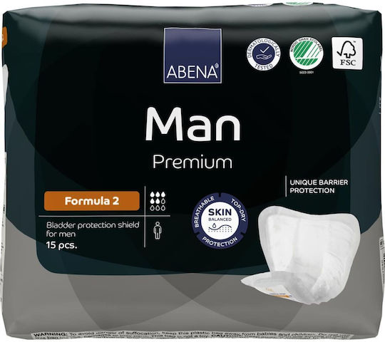 Abena Man Premium Formula 2 Ανδρικές Σερβιέτες Ακράτειας Κανονικής Ροής 5 Σταγόνες 15τμχ