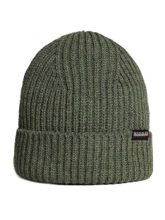 Napapijri Beanie Männer Beanie mit Rippstrick in Khaki Farbe