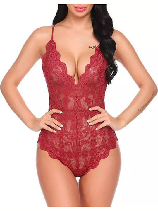 La Lolita Amsterdam Sexy Bodysuit with Lace Sexy Lace Teddy Red