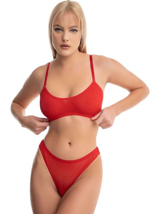 Norddiva Lingerie Unterwäsche-Set für Damen Sport-BH mit Brasilien Rot Tiffani