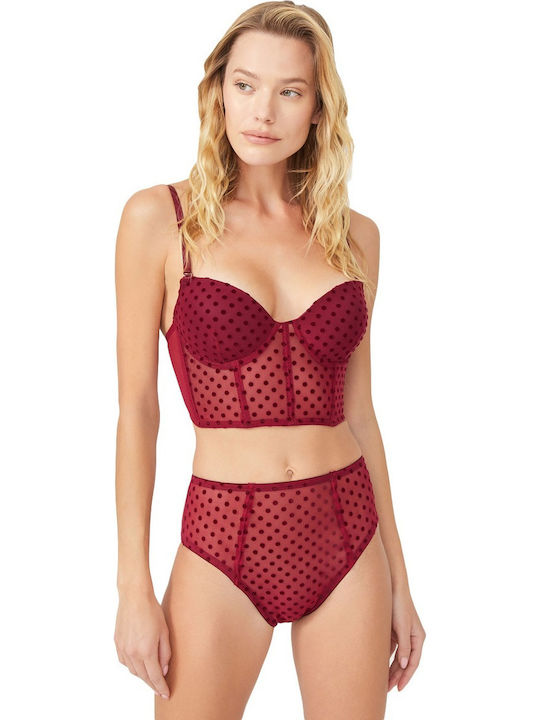 Cansoy Lace Underwear Set with Bra & Brazil Bur...
