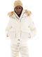 Everest Kurz Damen Puffer Jacke mit pelziger Kapuze für Winter Off White