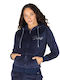 Women's Sweatshirt Jacket Velvet Hooded Blue