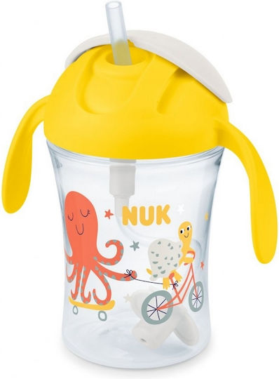 Nuk Baby Cup with Handles and Straw Motion Cup made of Plastic Yellow 230ml for 8m+m+ 10.255.639