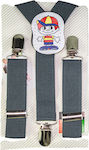 Brims and Trims Kids Suspenders with 3 Clips Gray