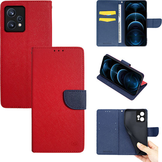 Sonique Trend Brieftasche Synthetisches Leder Red / Dark Blue (Realme 9 4G / Realme 9 Pro Plus 5G)
