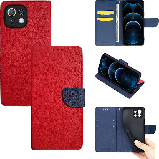 Sonique Trend Wallet Synthetic Leather Red / Dark Blue (Xiaomi Mi 11 Lite / 11 Lite 5G / 11 Lite 5G NE)