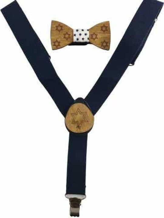 Bonjour Bebe Σετ Παιδικό Παπιγιόν με Τιράντες Navy Μπλε