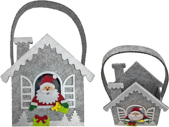 XMASfest Christmas Fabric Figure Basket Gray Height 20cm Home