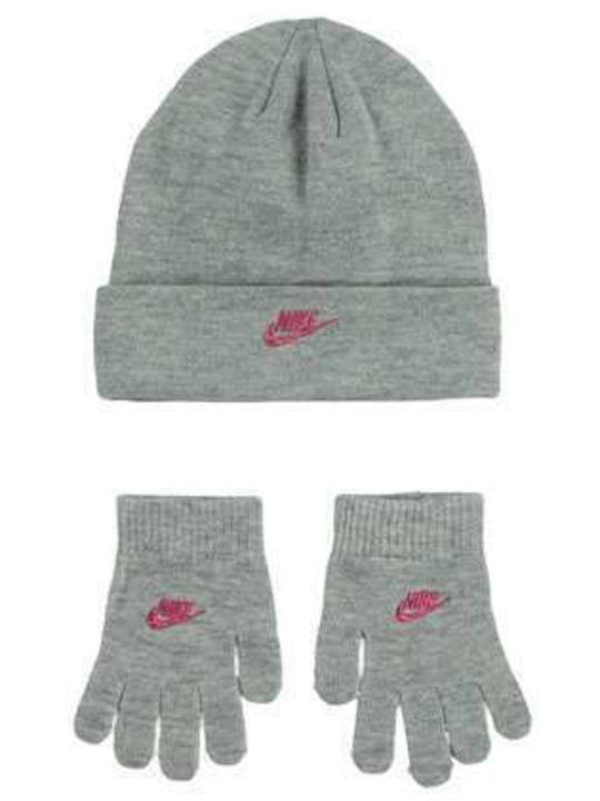 Nike Beanie Set Căciulă Copil cu Mănuși Gri