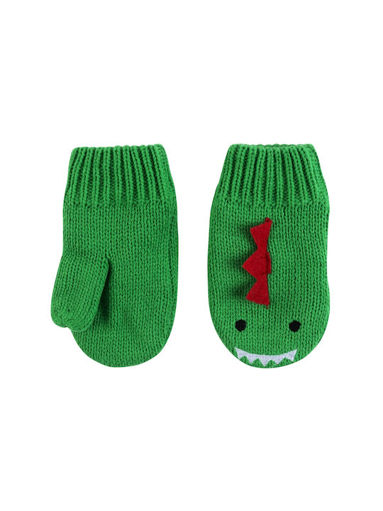Zoocchini Knitted Kids MIttens Green Devin the Dinosaur -12