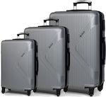 Cardinal Travel Suitcases Hard Silver with 4 Wheels Set 3pcs